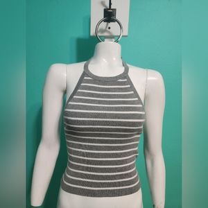 Grey and white halter top size small